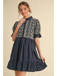 Ladylike Lace Detailed Ruffle Hem Dress