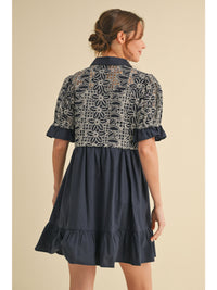 Ladylike Lace Detailed Ruffle Hem Dress