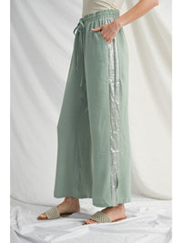 Coastal Chic Contrast Side Stripe Drawstring Pants
