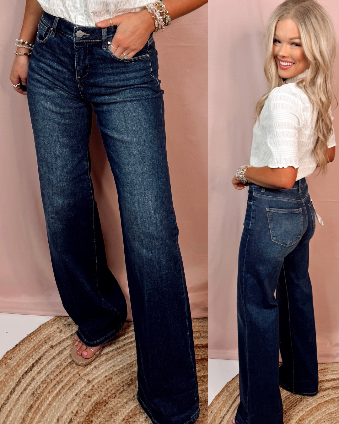 Dally Dark Wash - Tummy Control High Rise Cuffed Jeans