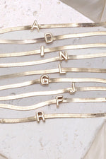 High Class Golden Herringbone Initial Necklace