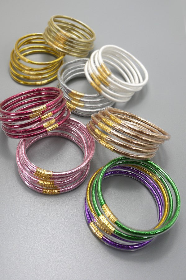 Glam Glitter Jelly Set of 5 Bangle Bracelet Sets