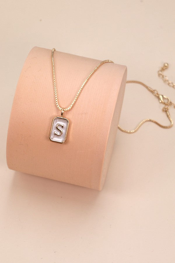 Perfectly Polished Rectangular Initial Necklace