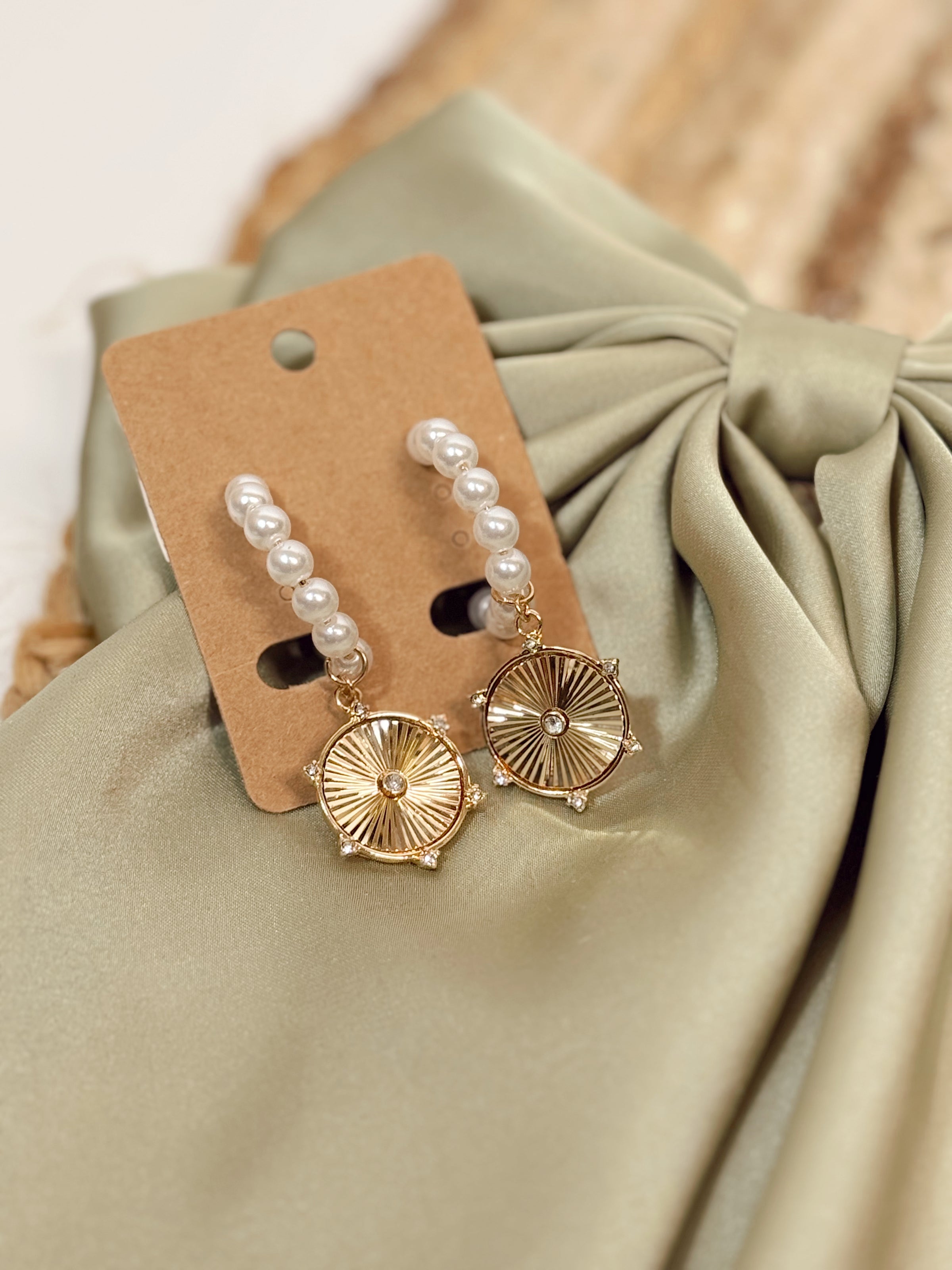 Prized Possession Pearl + Gold Coin Hoop Earrings