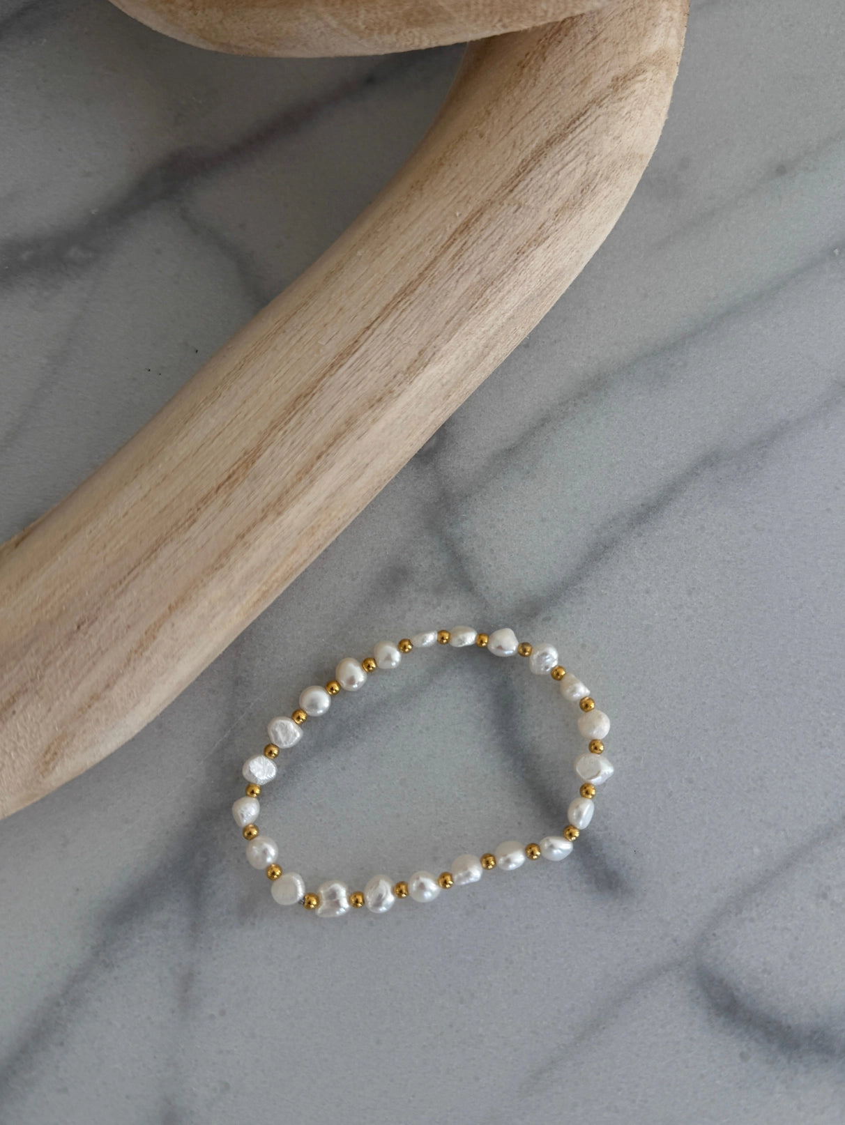 The Poppy Pearl Gold Beaded Water Resistant Bracelet
