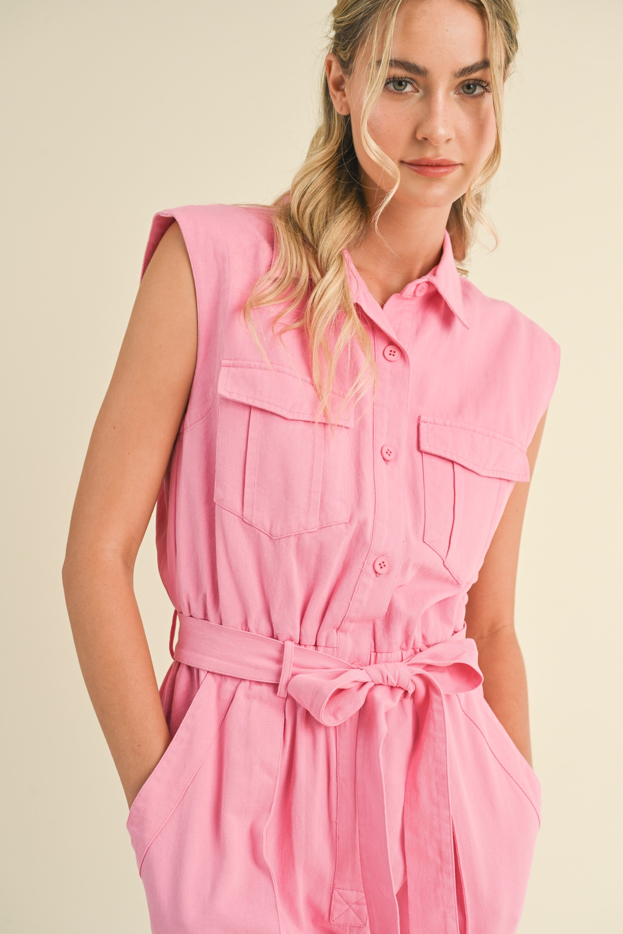 On Wednesdays We Wear Pink Cargo Romper