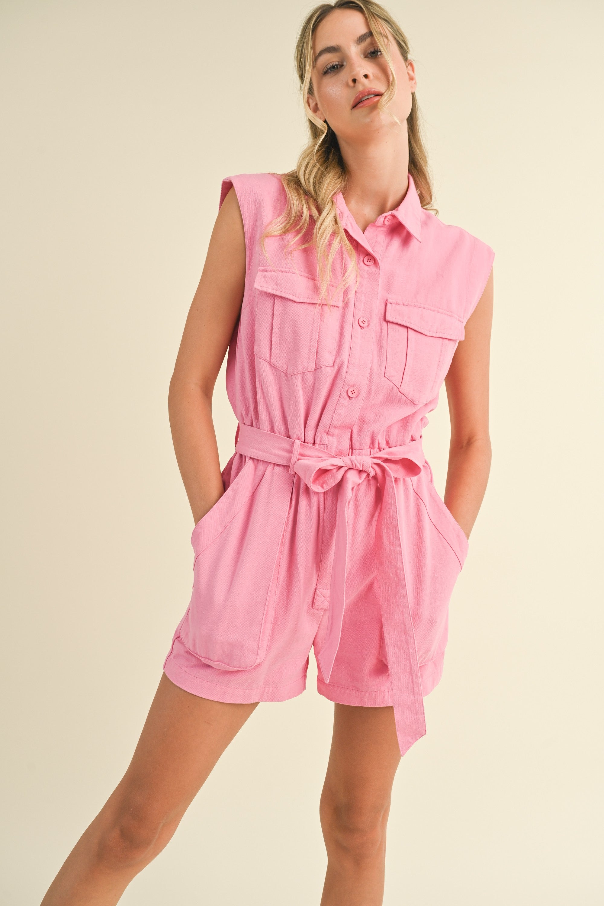 On Wednesdays We Wear Pink Cargo Romper