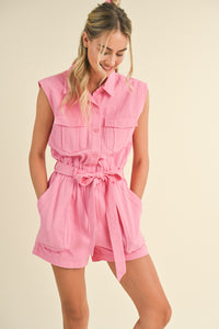 On Wednesdays We Wear Pink Cargo Romper