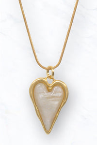Angelic Heart Of Pearl Necklace + Earrings SET
