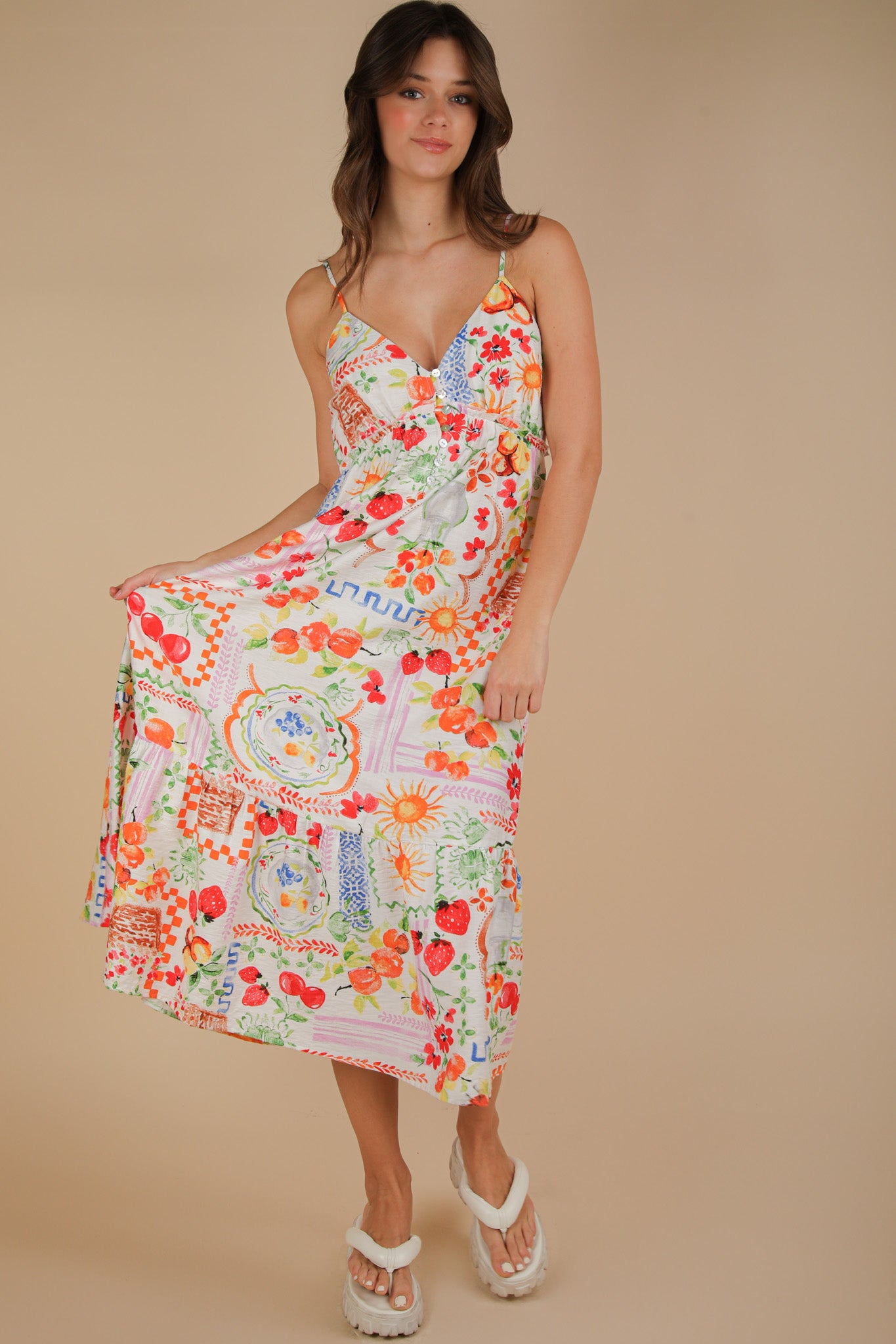 Sweet & Sunkissed Patterned Midi Dress
