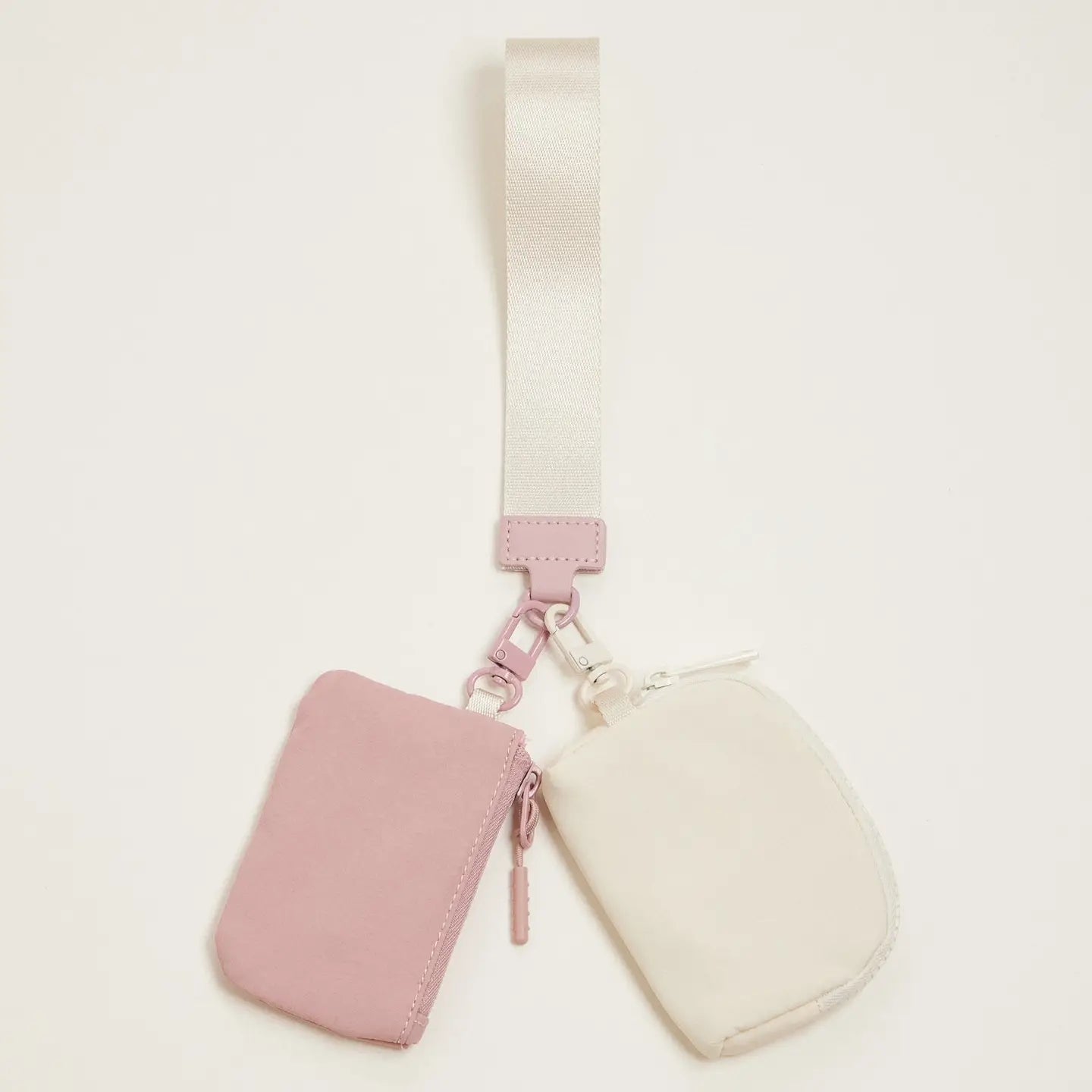 Lou Luxe 3-In-One Keychain Wristlet Pouch - Pink+ Cream