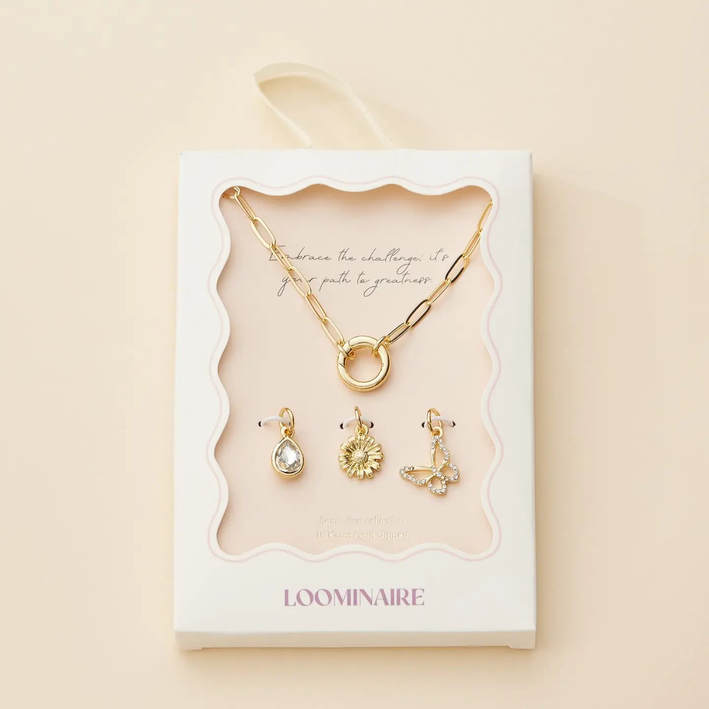 Path To Greatness Gold Dipped Necklace + Charm Trio Set