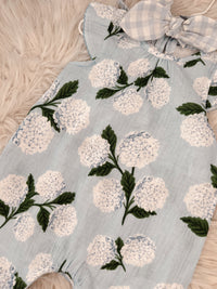 Hydrangea Floral Romper & Headband Bow Set