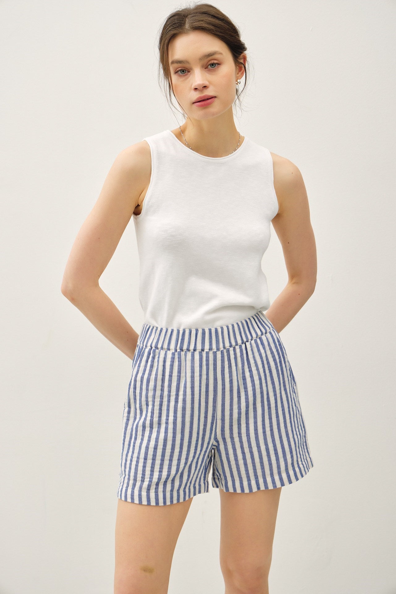 Daydreaming About Spring Striped Shorts - Denim