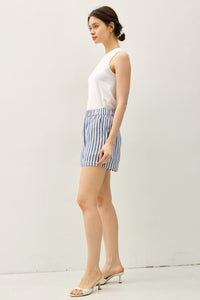 Daydreaming About Spring Striped Shorts - Denim