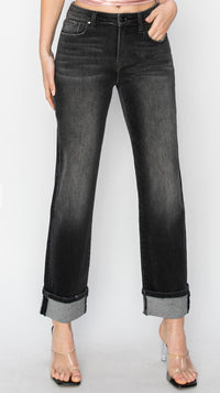 Back In Black High Rise Slim-Straight Leg Cuffed Jeans