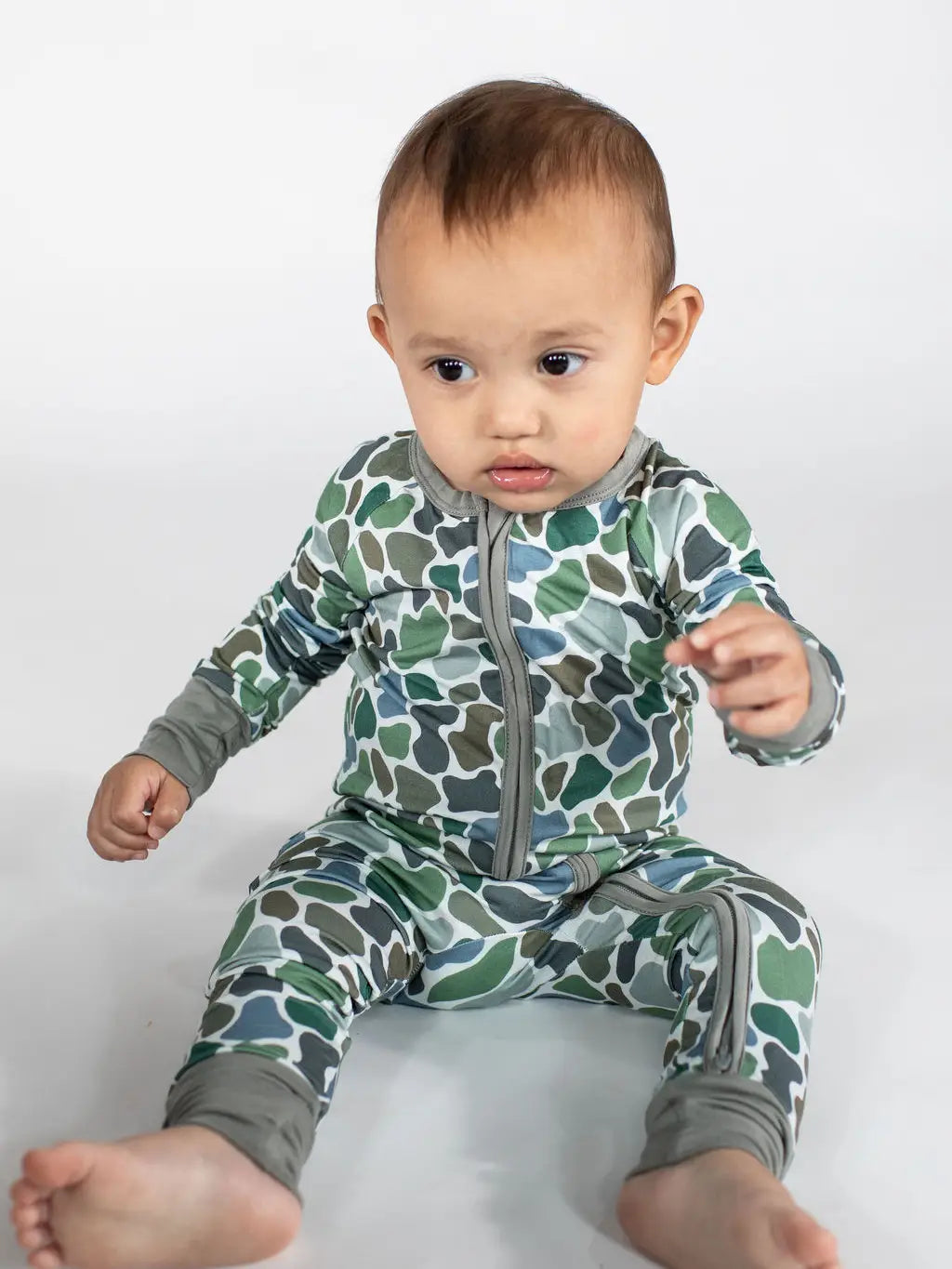 Pebble Camo Long Sleeve - Convertible Zip Pajamas