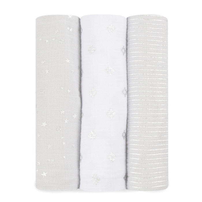 Aden And Anais Metallic Charm Swaddle 3 Pack Set Shop Heart and Home
