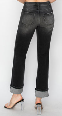 Back In Black High Rise Slim-Straight Leg Cuffed Jeans