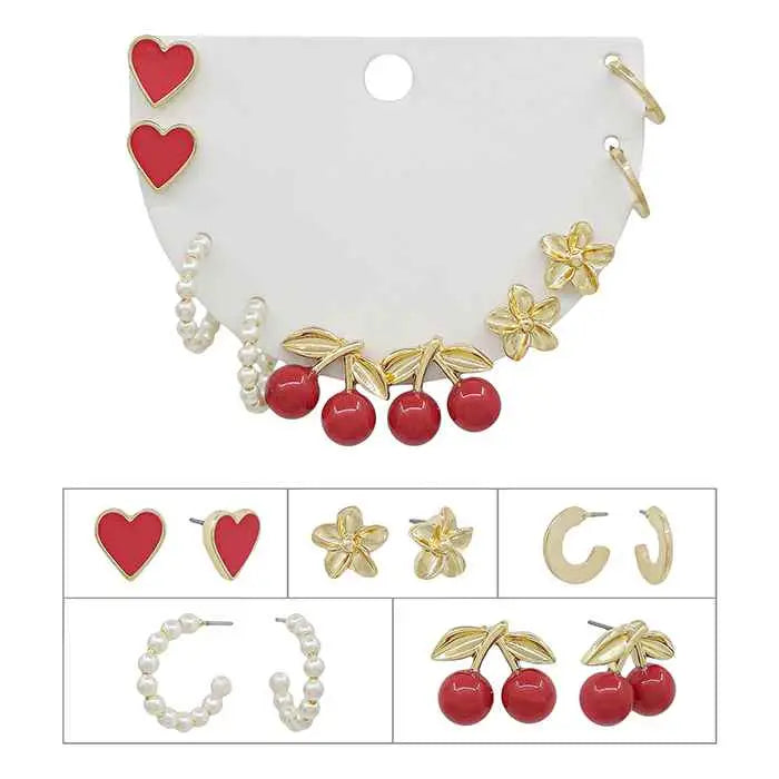 Cherry Blossom Earrings 5 Pair SET