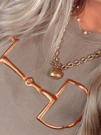 Golden Heart Stainless Steel / water Resistant Toggle Necklace