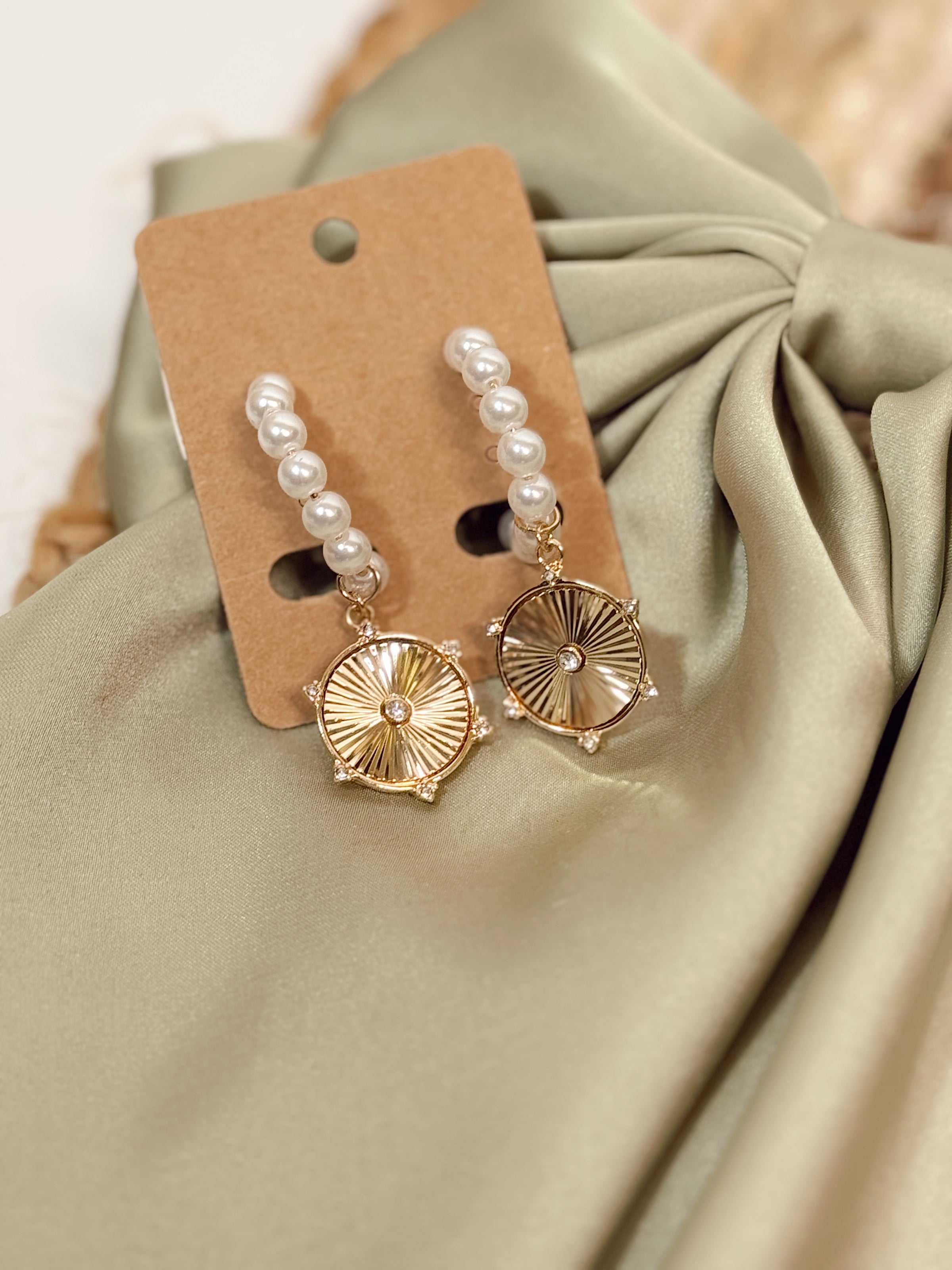 Prized Possession Pearl + Gold Coin Hoop Earrings