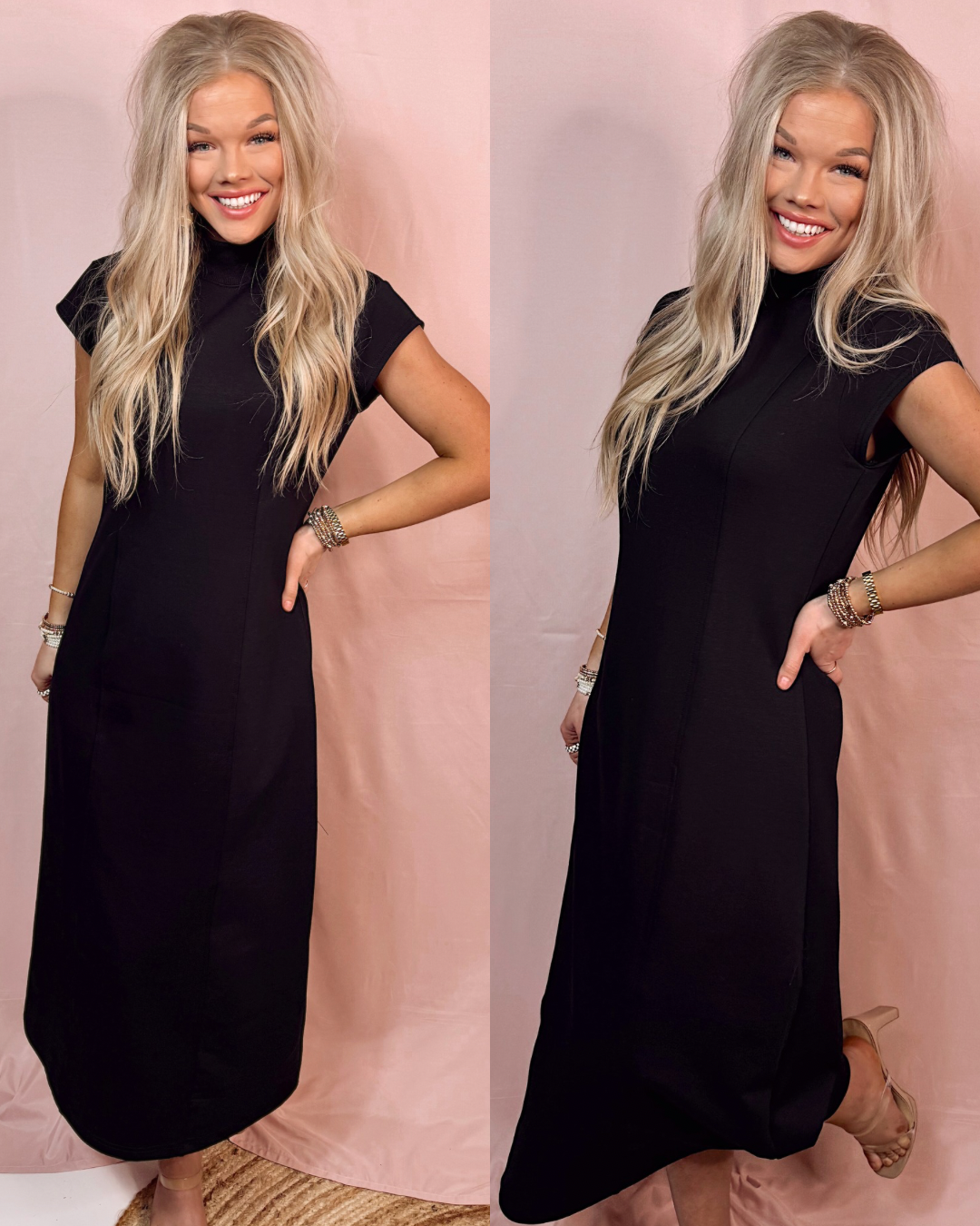 Authentic Aesthetic Mock Neck Maxi Dress - Black