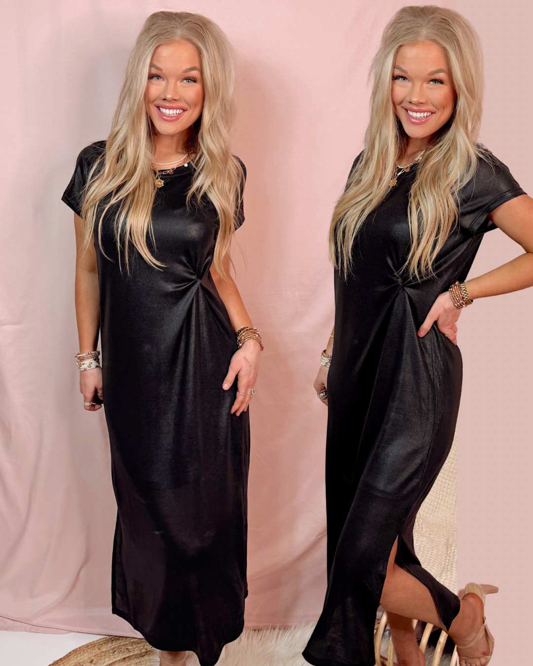 Tall Tales Front Twist Black Dress
