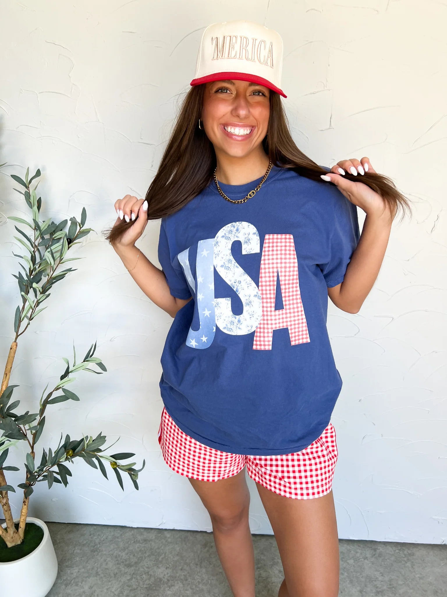 USA Patriotic Picnic Printed Graphic Tee
