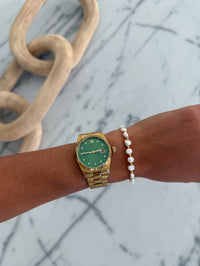 The Poppy Pearl Gold Beaded Water Resistant Bracelet