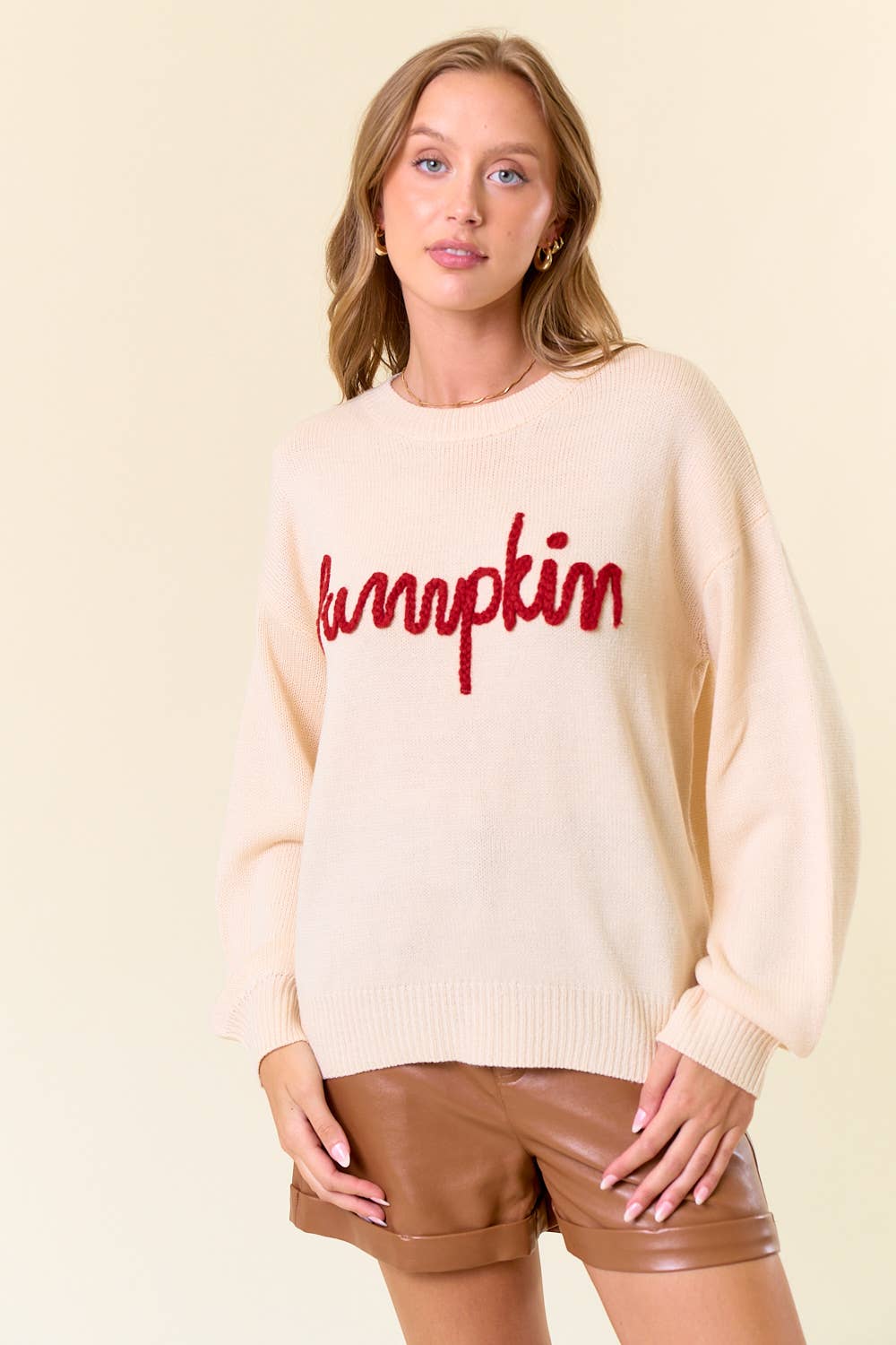 Spice of the Season Oversized Sweater Top - Ivory