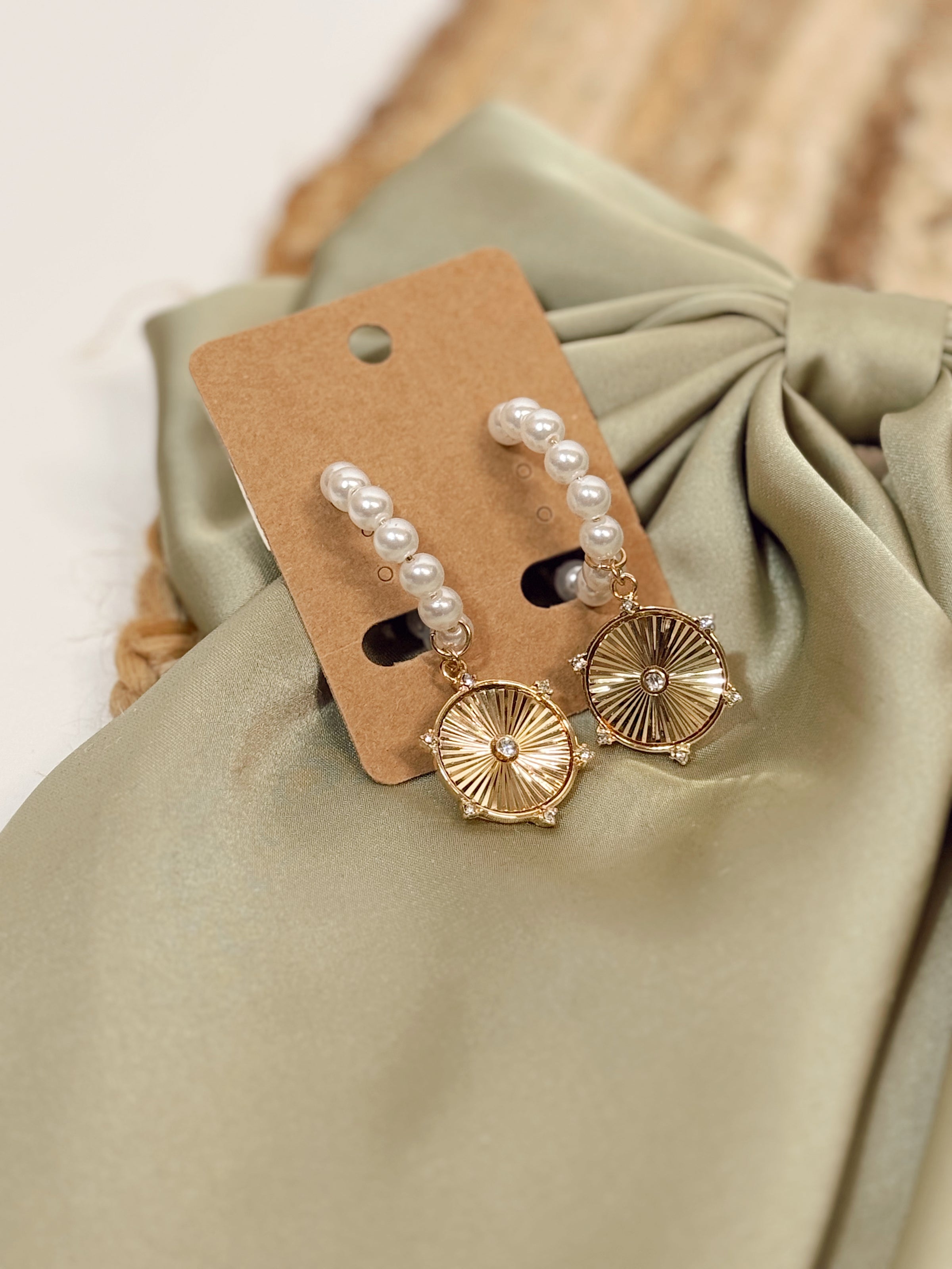 Prized Possession Pearl + Gold Coin Hoop Earrings