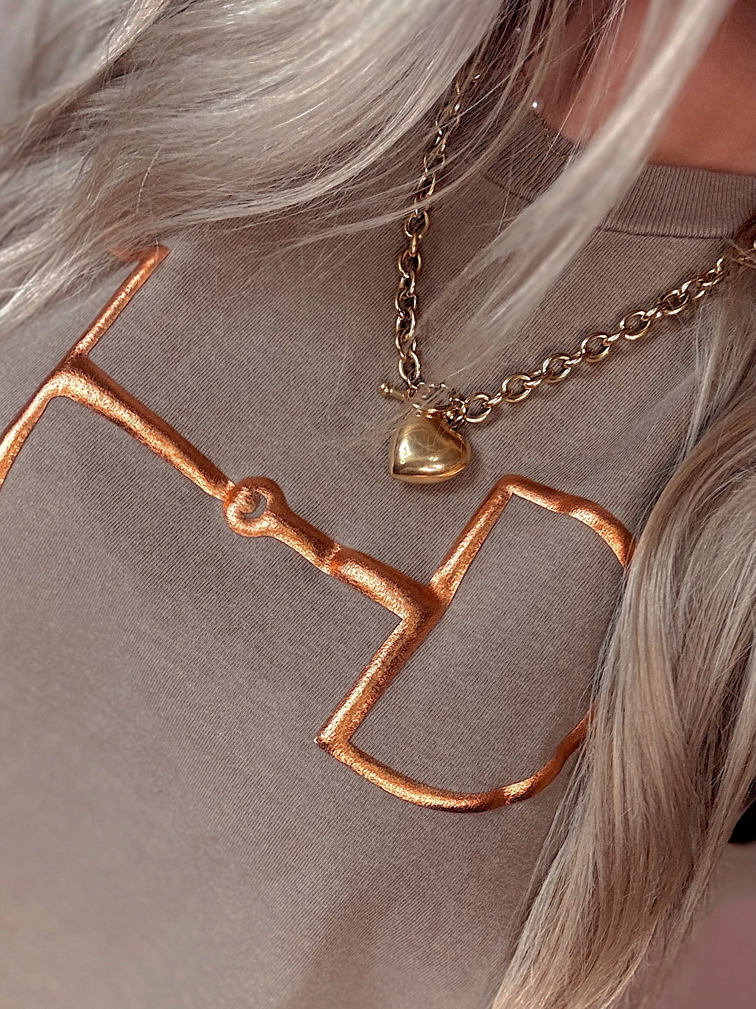 Golden Heart Stainless Steel / water Resistant Toggle Necklace