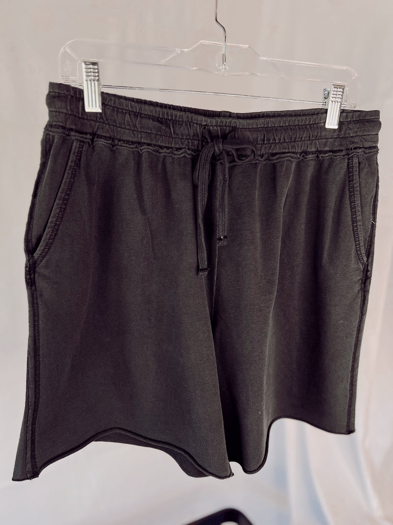 Cozy Weekend Drawstring Shorts- Black