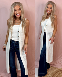 Effortless Ensemble Crochet Button Cardigan Vest