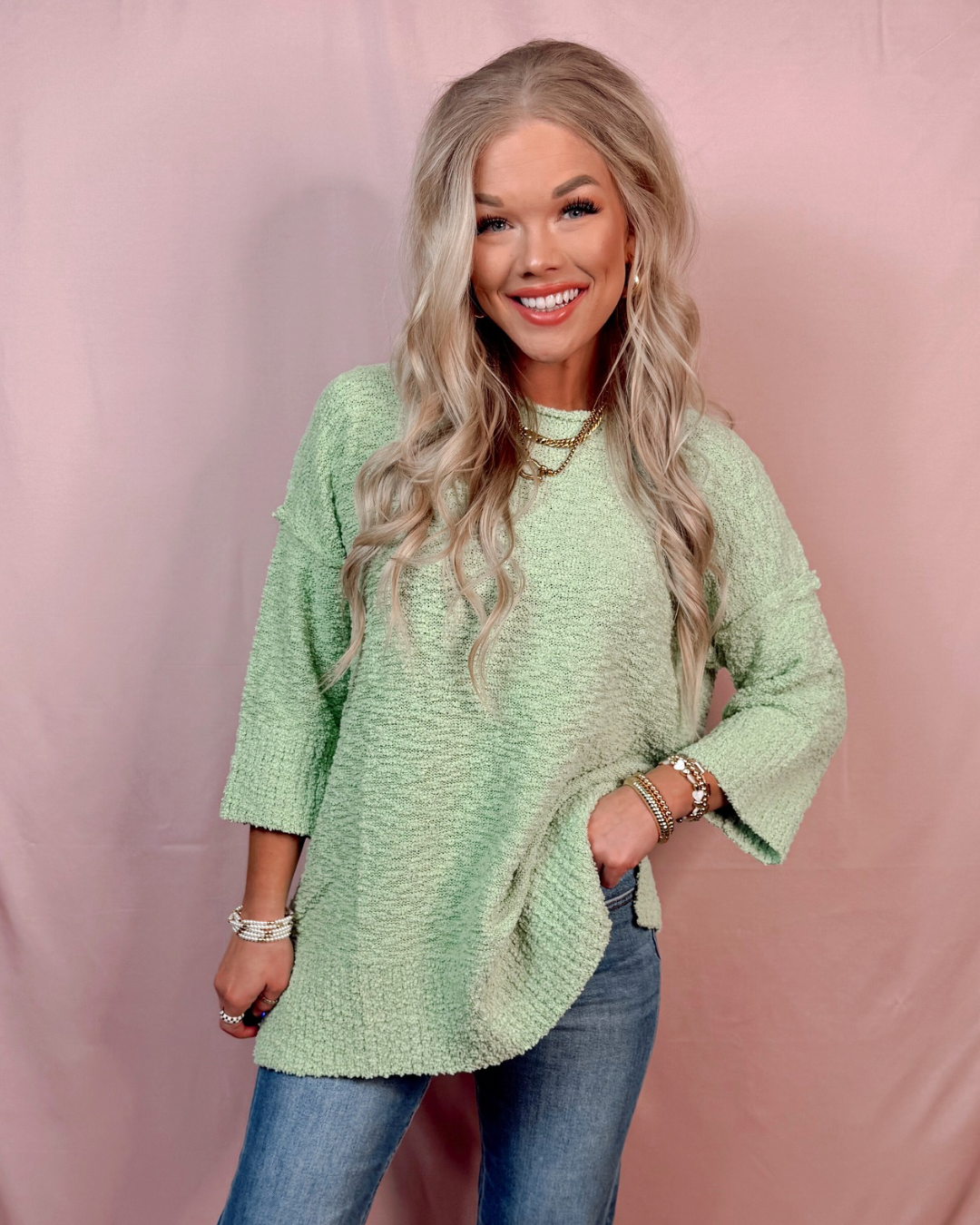 Cozy Club Oversized Knit Sweater - Jade