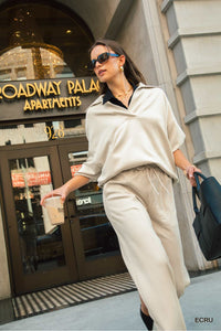 Above Average Luxe Knit Collared Pullover - ECru