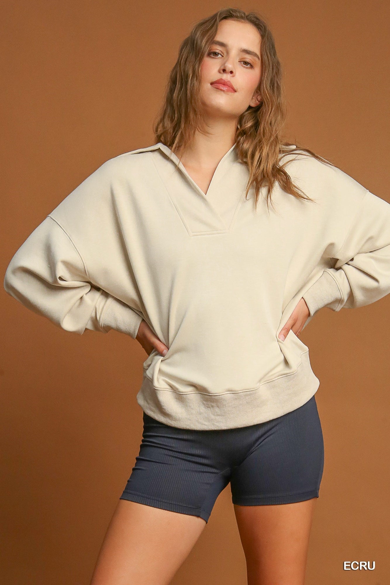Above Average Luxe Knit Collared Pullover - ECru