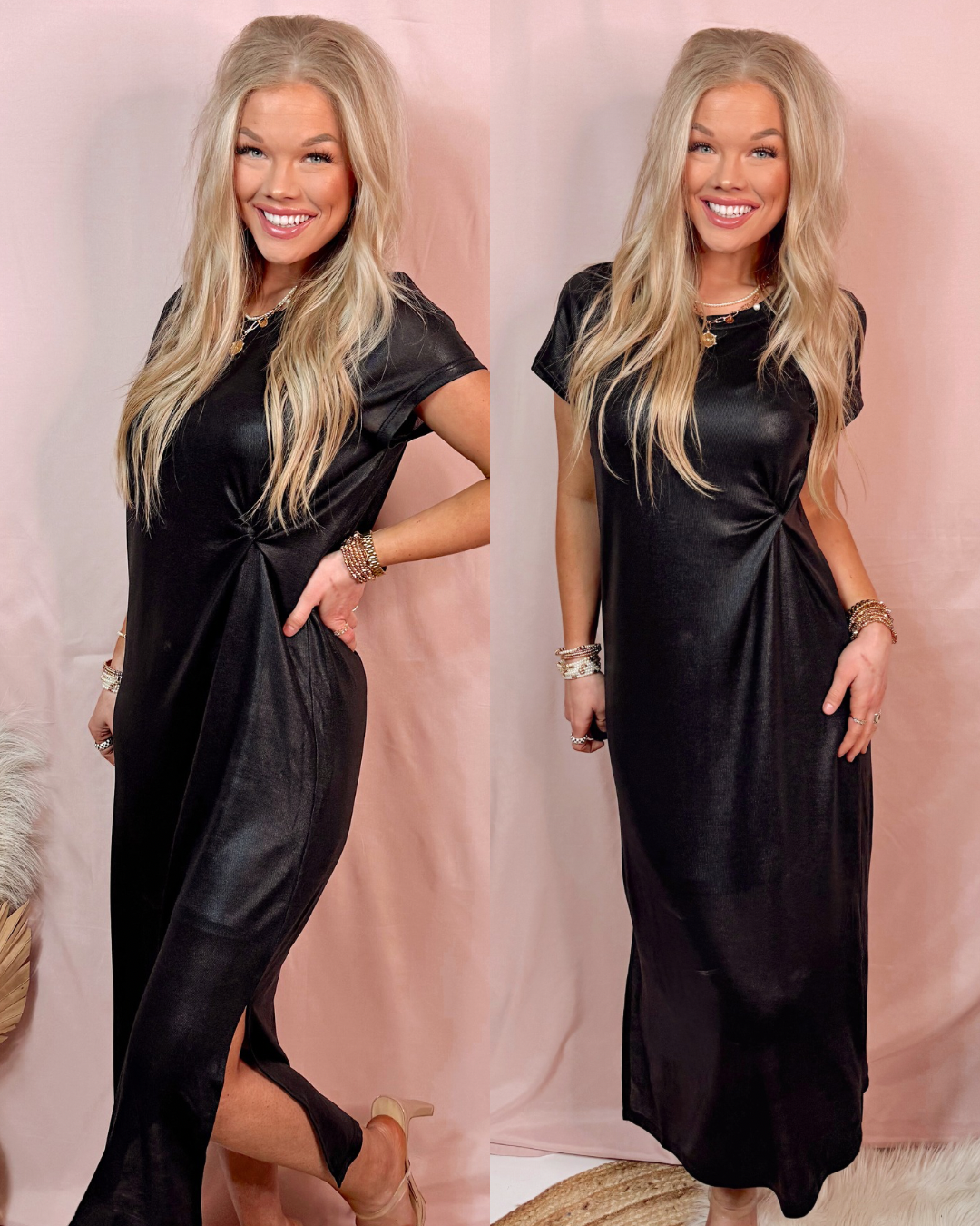 Tall Tales Front Twist Black Dress