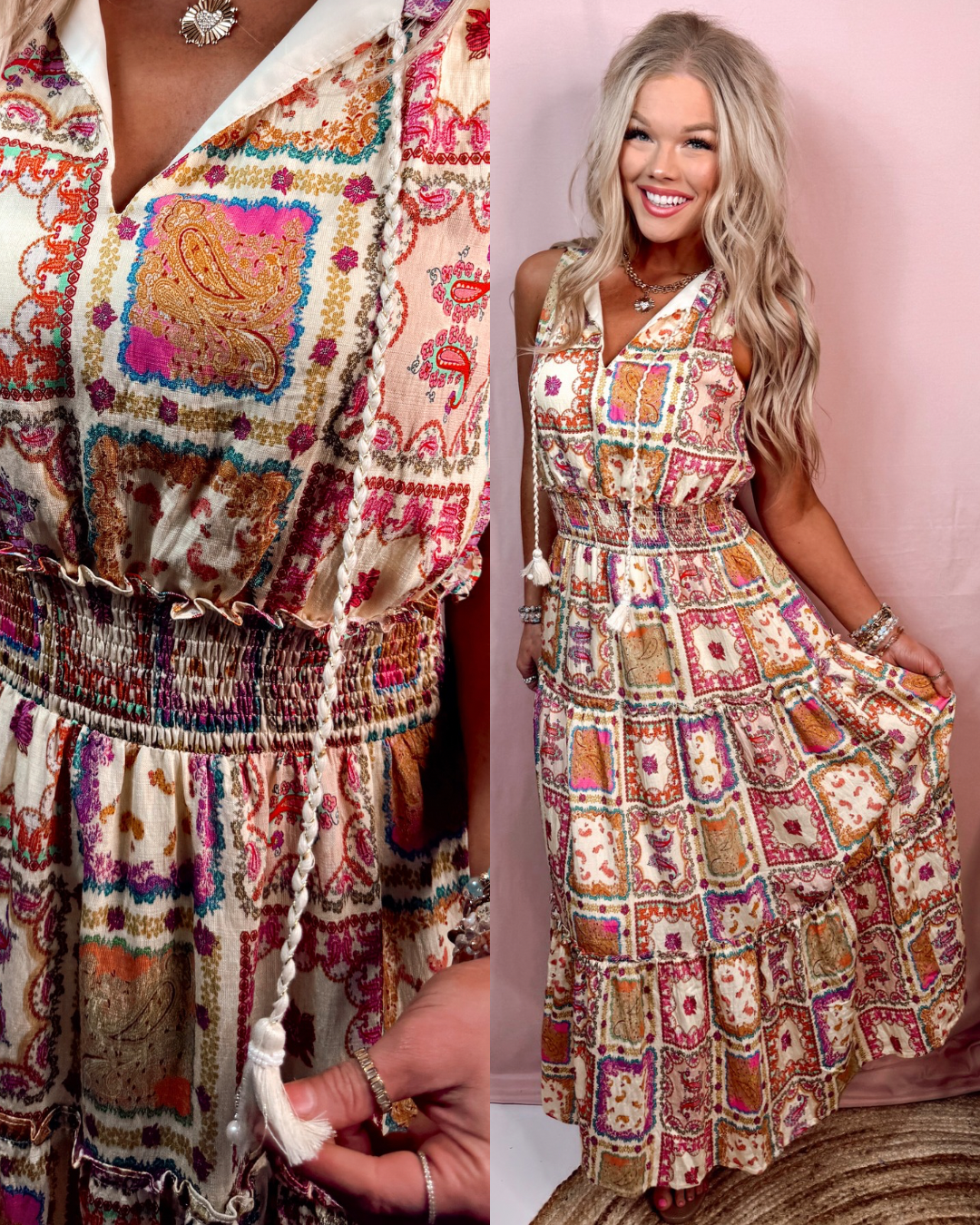 California Dreamin Printed Patchwork Dress