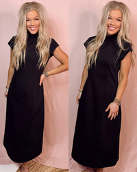 Authentic Aesthetic Mock Neck Maxi Dress - Black
