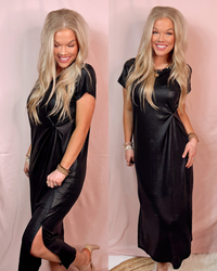 Tall Tales Front Twist Black Dress