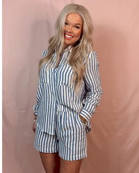 Daydreaming About Spring Striped Shorts - Denim