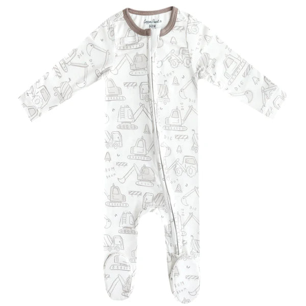 Copper Pearl Zip-Up Baby Footie - Gage
