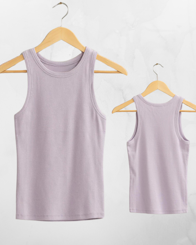 Ready For Anything Ribbed Round Neck Basic - Lavender