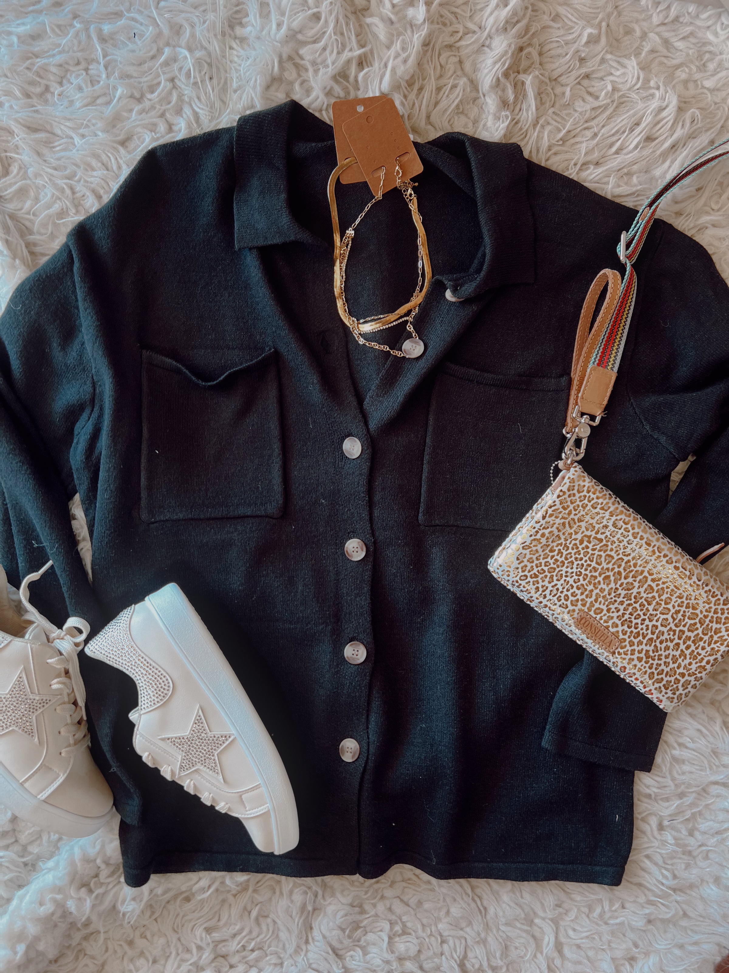Bristol Everyday Button Knit Shacket - Black