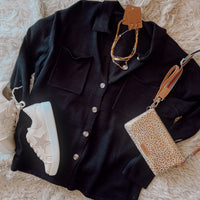 Bristol Everyday Button Knit Shacket - Black