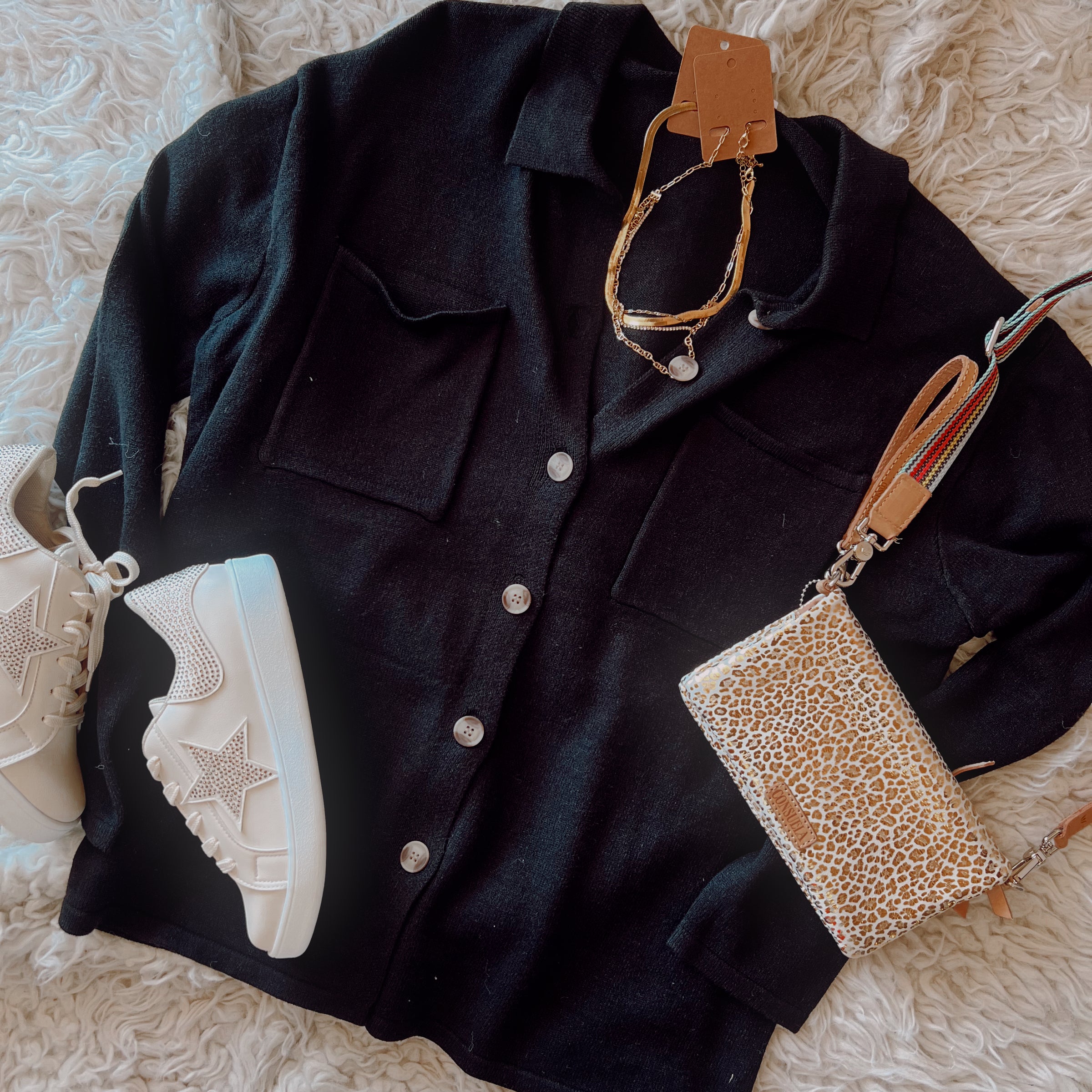 Bristol Everyday Button Knit Shacket - Black