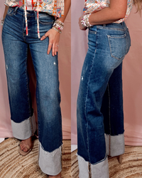 Blue Jean Baby High Rise Wide Leg Cuff Jeans