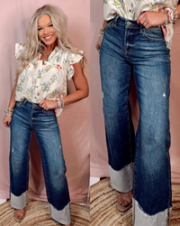Blue Jean Baby High Rise Wide Leg Cuff Jeans